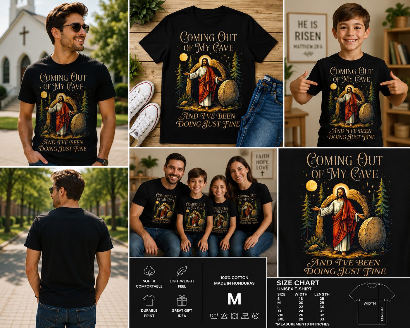 Coming Out Of My Cave And I’ve Been Doing Just Fine Funny Jesus Easter T-Shirt
