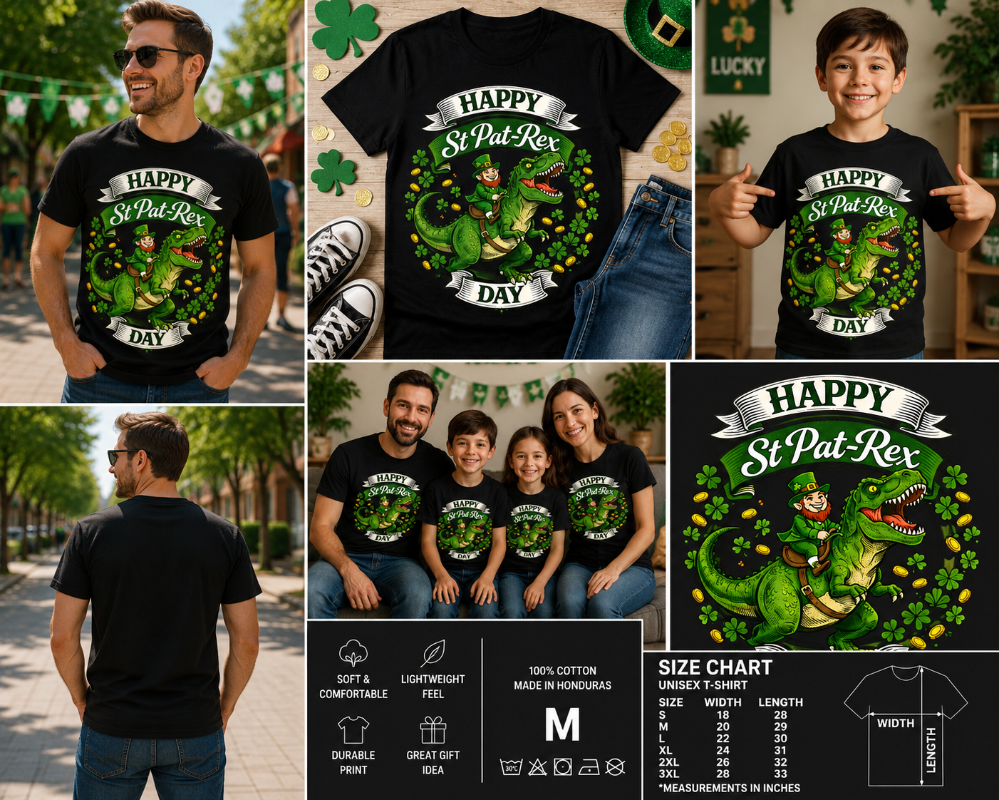 Happy St Pat-Rex Day Dinosaur Leprechaun St. Patrick’s Day T-Shirt
