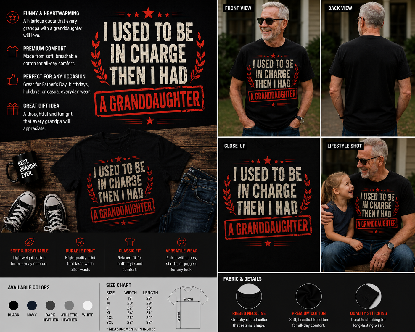 I Used To Be In Charge Then I Had A Granddaughter Grandpa Humor T-Shirt