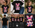Cute Coquette Tie Dye Easter Bunny Sunglasses Graphic T-Shirt