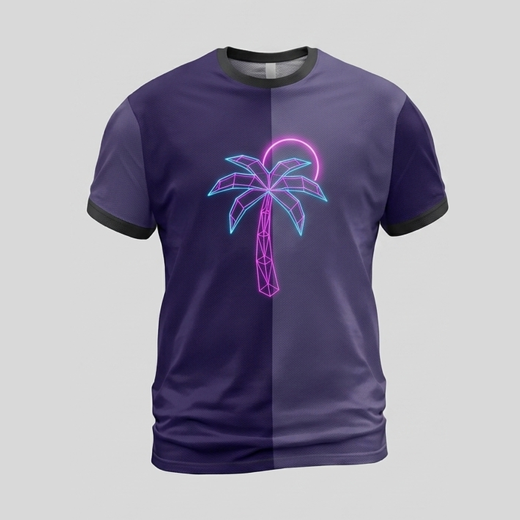 Retrowave Synthwave Neon Wireframe Palm Tree 3D Aop Tshirt