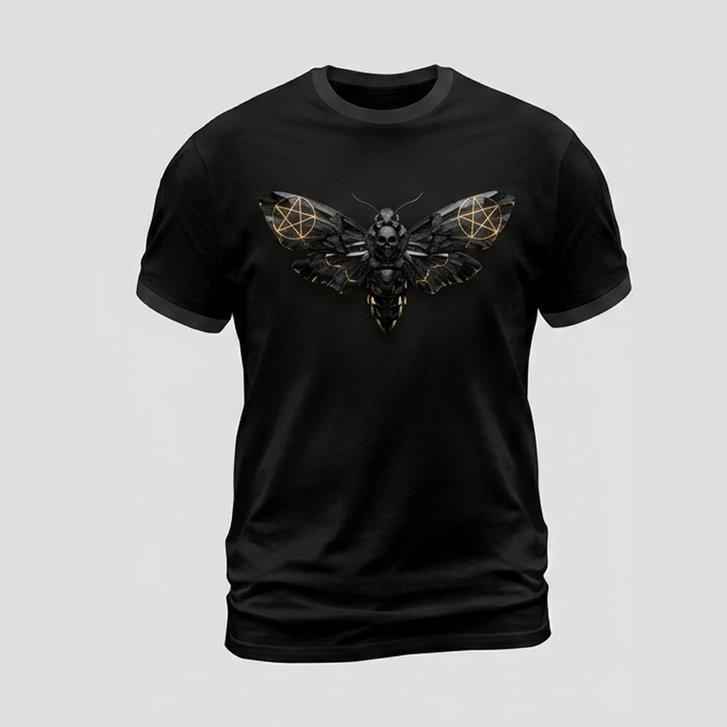 Gothic Obsidian Hawkmoth Pentagram Occult 3D Aop Tshirt