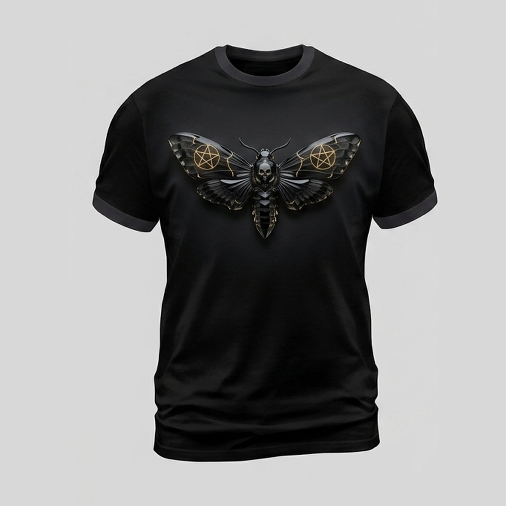 Gothic Death Moth Pentagram Esoterica 3D Aop Tshirt