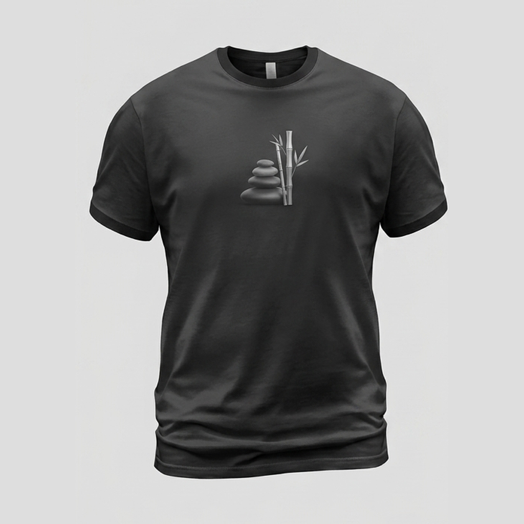 Zen Bamboo Stacked River Stone Monochrome 3D Aop Tshirt