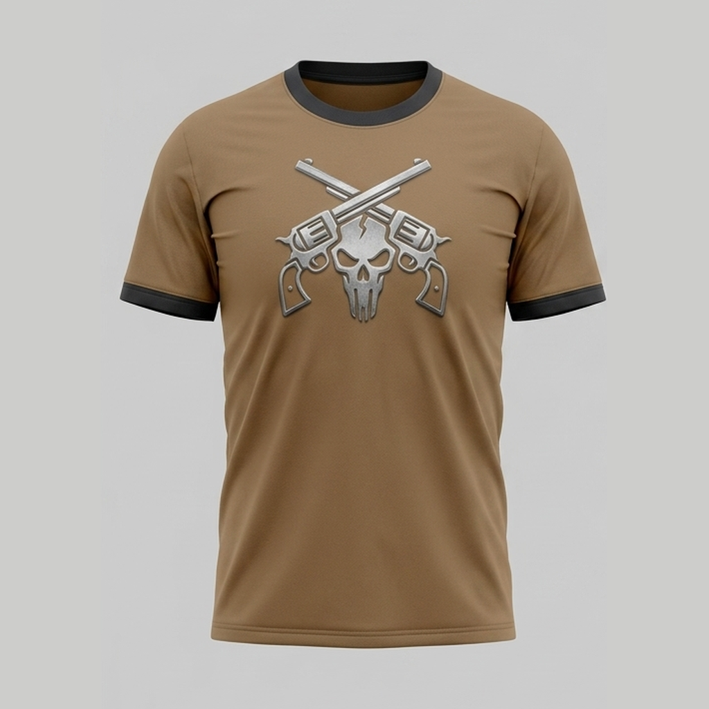 Outlaw Cowboy Skull Crossed Revolvers Western 3D Aop Tshirt
