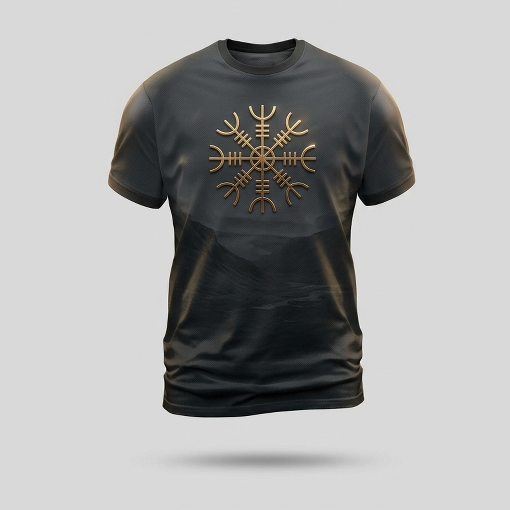 Viking Helm Of Awe Aegishjalmur Rune 3D Aop Tshirt