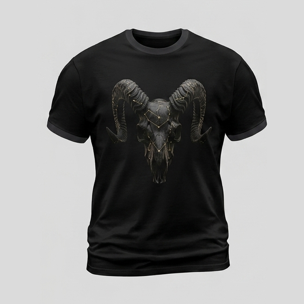 Pagan Horned Skull Celestial Constellation 3D Aop Tshirt