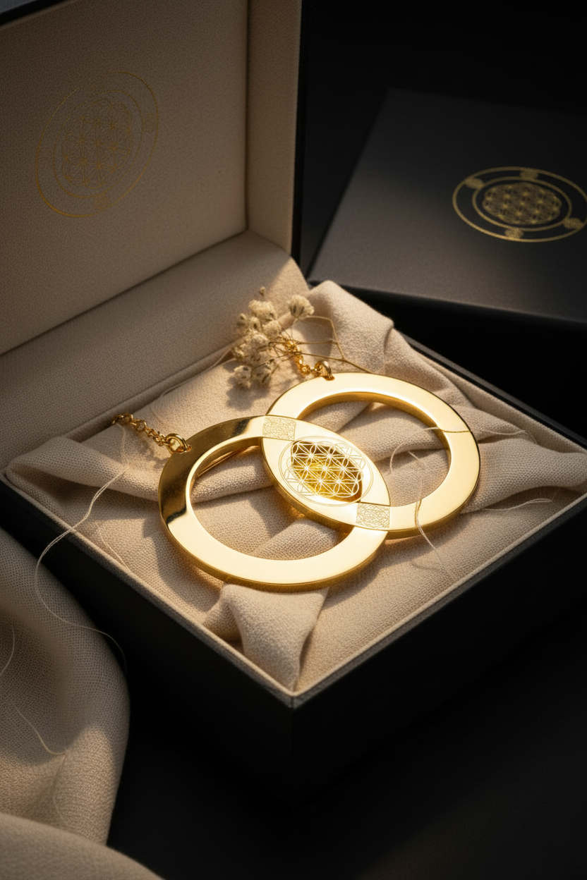 Liquid Gold Vesica Piscis – Oasis Linen Luxury Box